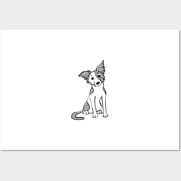 Sketch Funny dog Border Collie Wall Art by kavalenkava